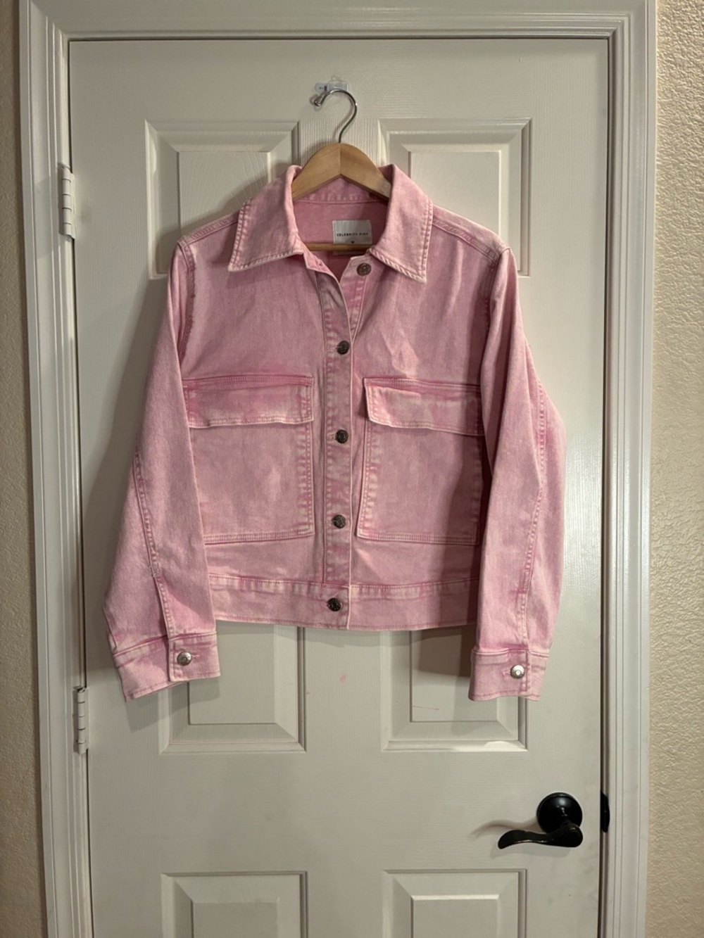 Celebrity Pink Light Pink Acid Wash Denim Jean Jacket